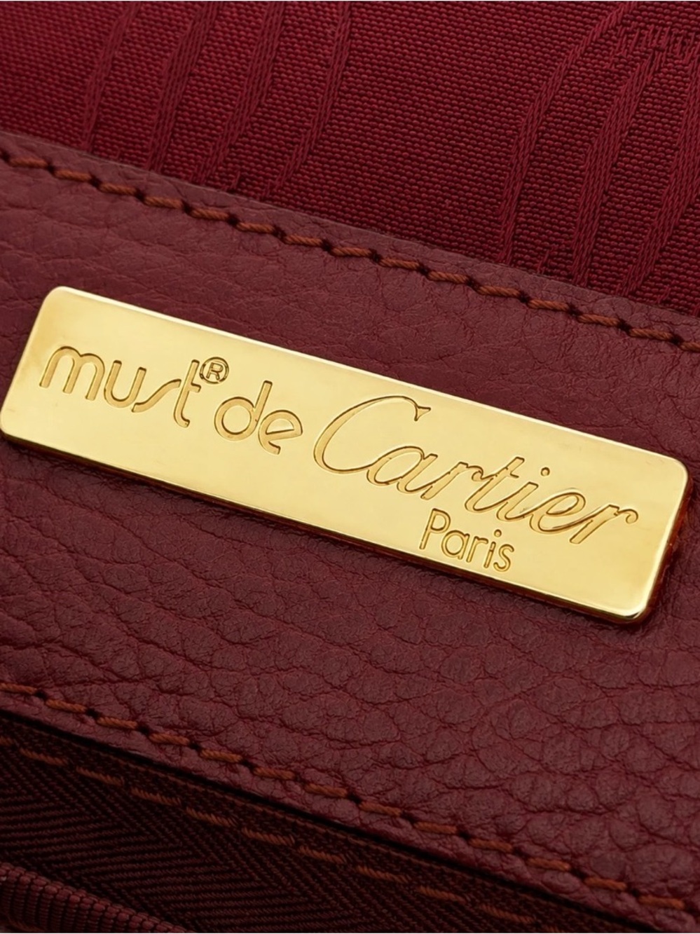Original Vintage Must de Cartier Portfolio Briefcase Deep Burgundy - Picture 6 of 7